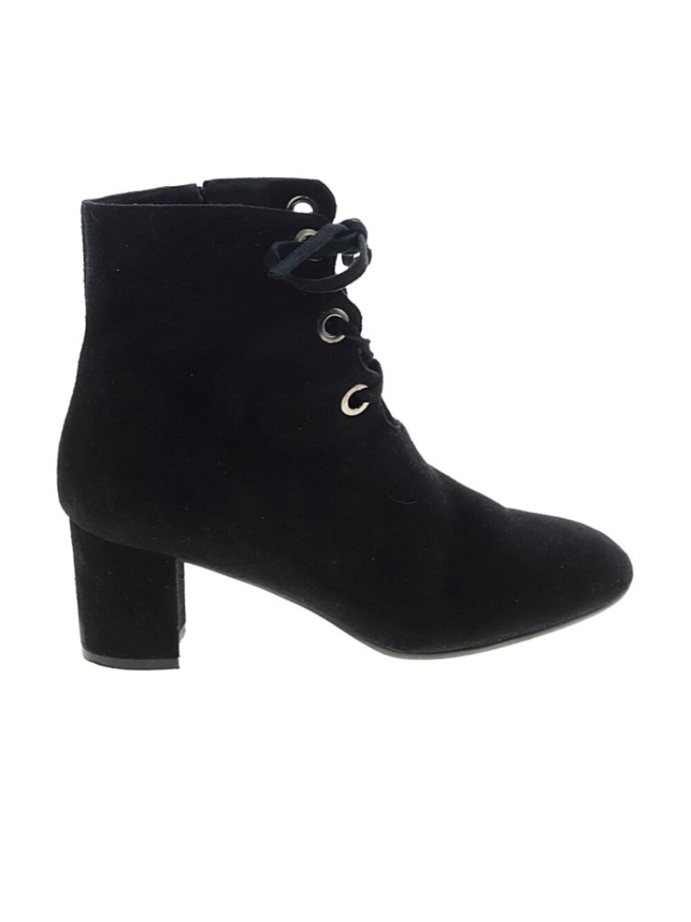 L.K.Bennett Black Suede Lace-Up Ankle Boots Block Heel Pointed Toe 8